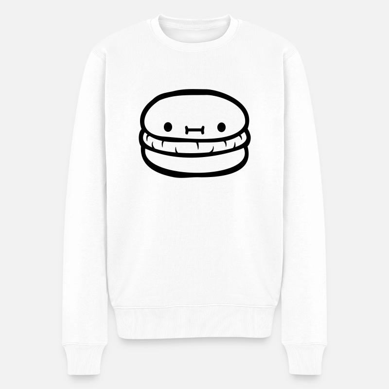Burger cute face - Men's Premium Organic Jumper - white