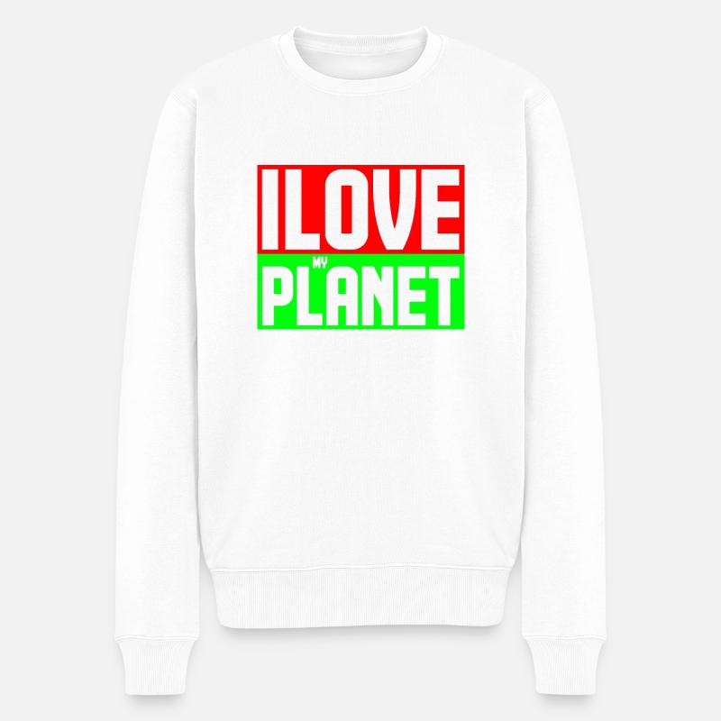 Ich liebe meinen Planeten - Männer Premium Bio Pullover - Weiß