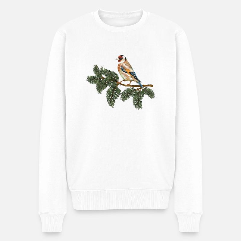 Bunter Vogel - Männer Premium Bio Pullover - Weiß