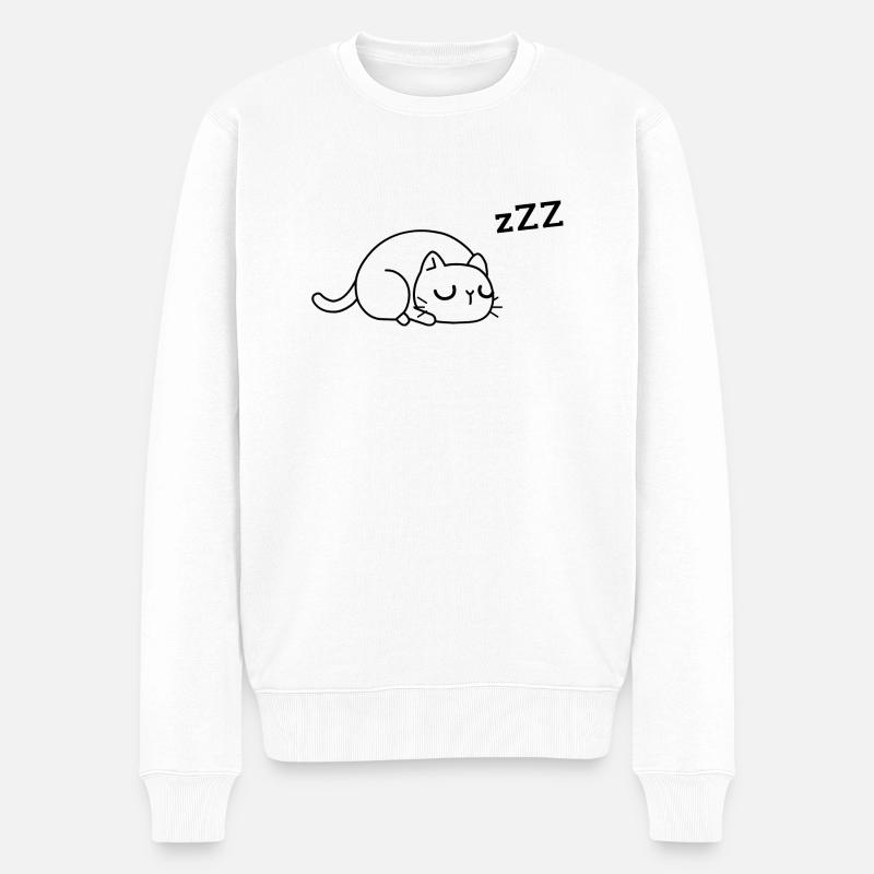 chat fatigué - Pull Premium bio Homme - blanc