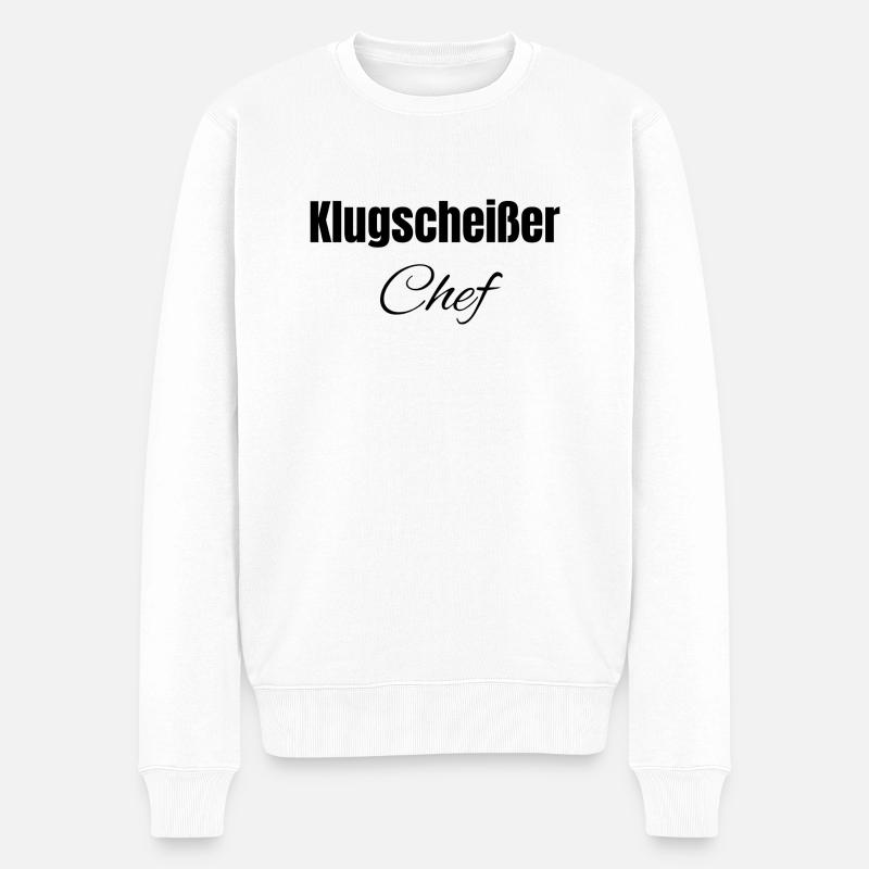 Klugscheißer Chef - Männer Premium Bio Pullover - Weiß