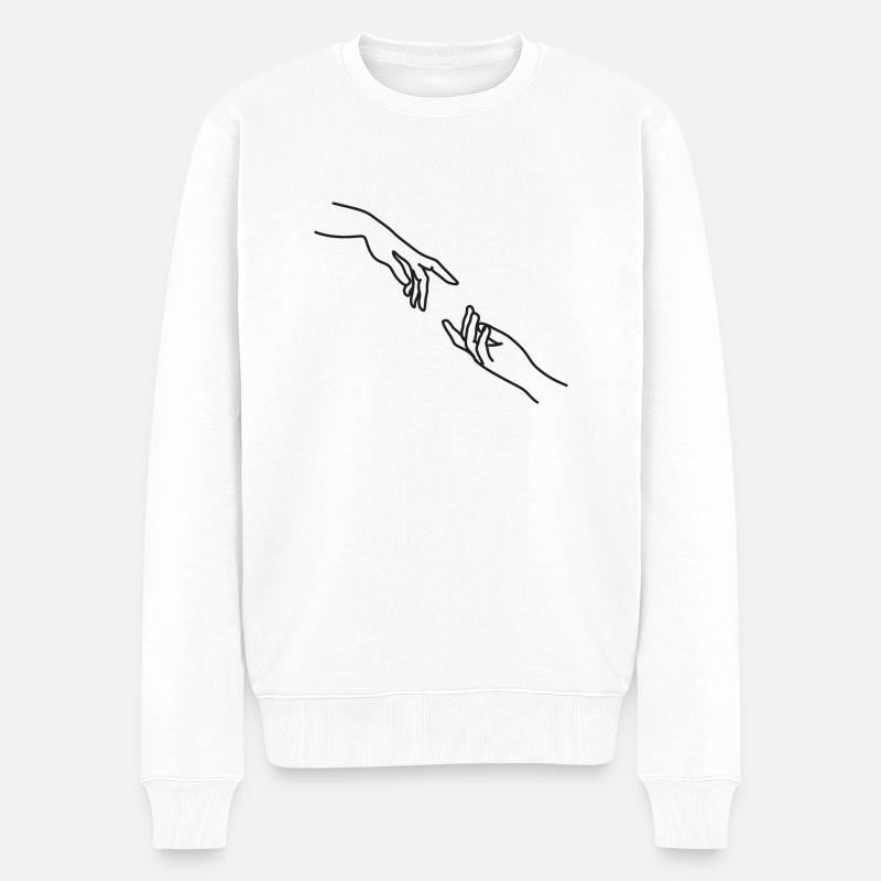 Hände Design - Männer Premium Bio Pullover - Weiß