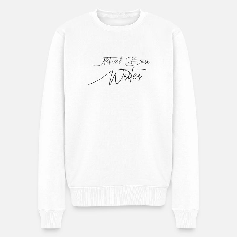 Écrivain né / Noir - Pull Premium bio Homme - blanc