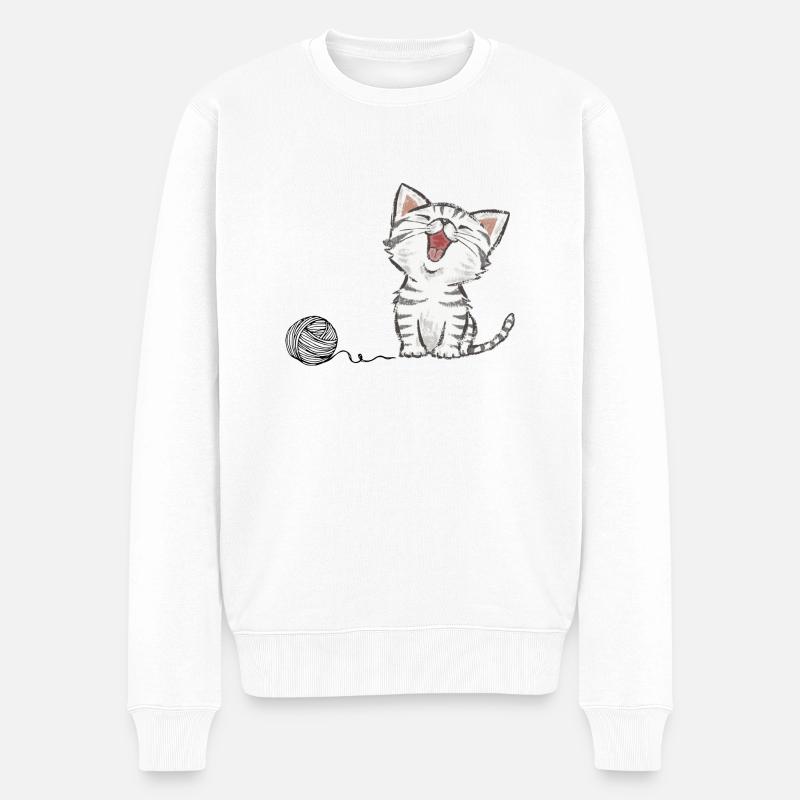 Süße Katze - Männer Premium Bio Pullover - Weiß