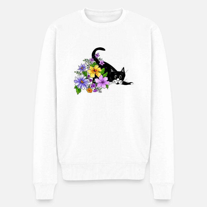 Katze - Männer Premium Bio Pullover - Weiß