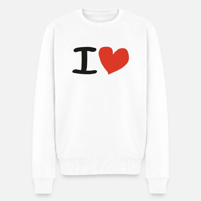 I Love - Männer Premium Bio Pullover - Weiß