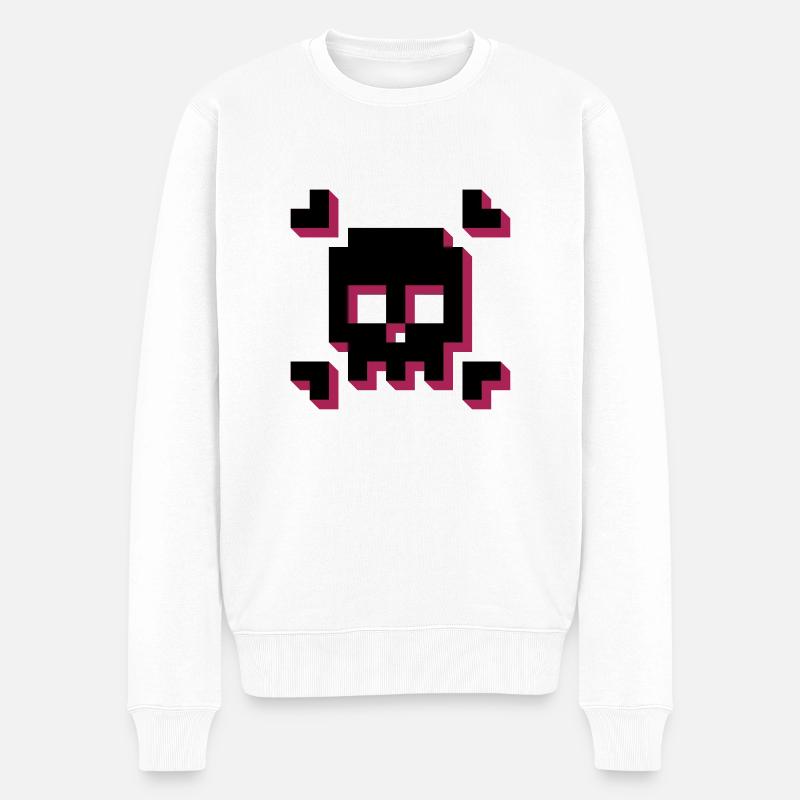 pxl_Skull - Pull Premium bio Homme - blanc