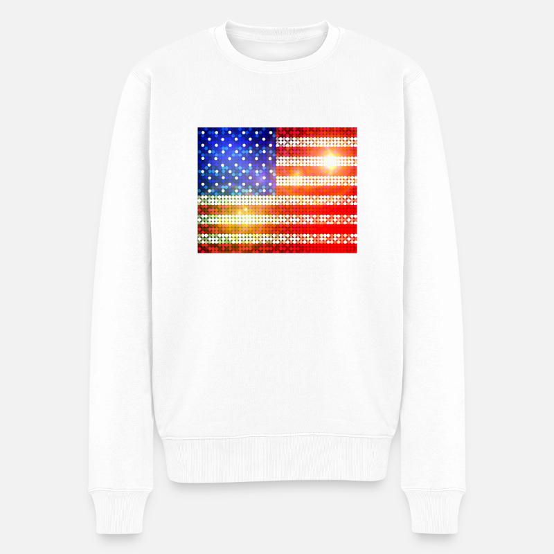 Funkelnde USA Flagge - Männer Premium Bio Pullover - Weiß