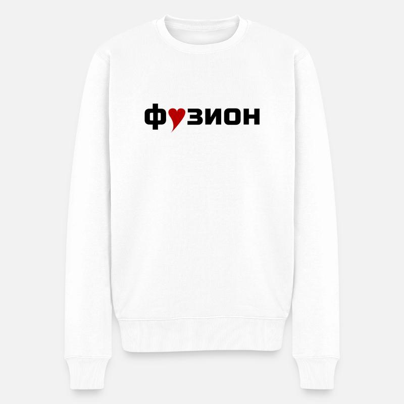 Fusion mit Herz - Männer Premium Bio Pullover - Weiß