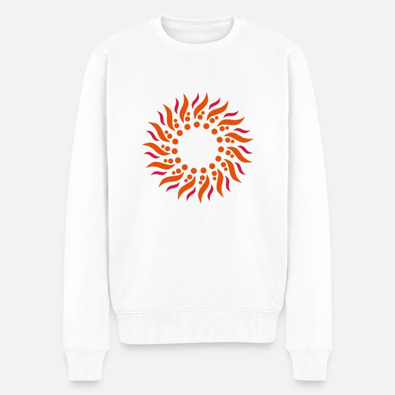 Psychedelic sun - Männer Premium Bio Pullover - Weiß