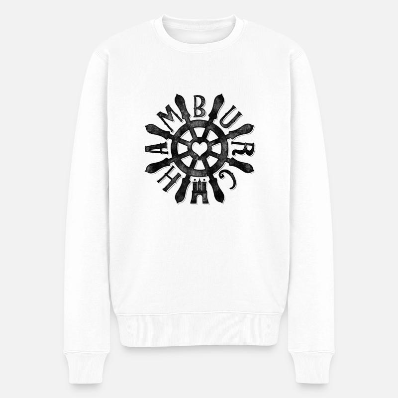 Hamburg RAD#1 - Männer Premium Bio Pullover - Weiß