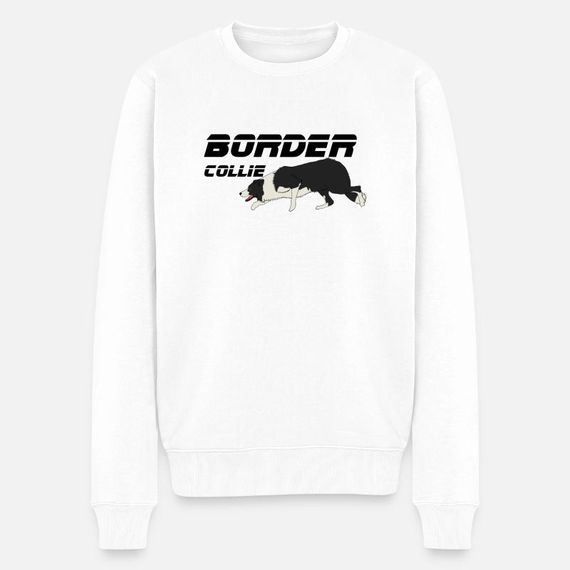 border collie - Pull Premium bio Homme - blanc