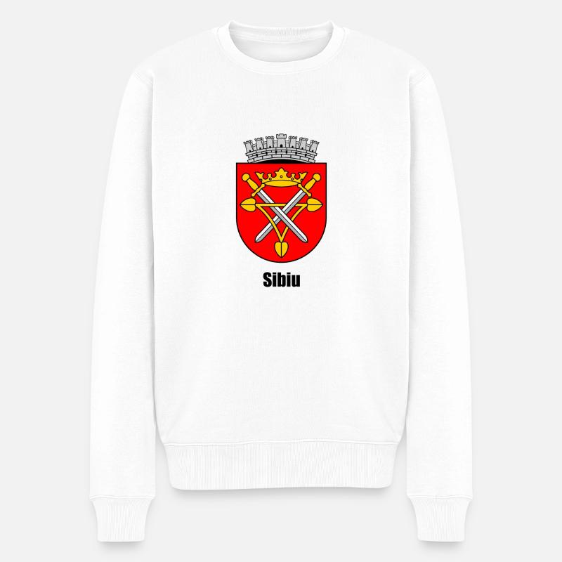 Wappen Hermannstadt "Sibiu" - Männer Premium Bio Pullover - Weiß