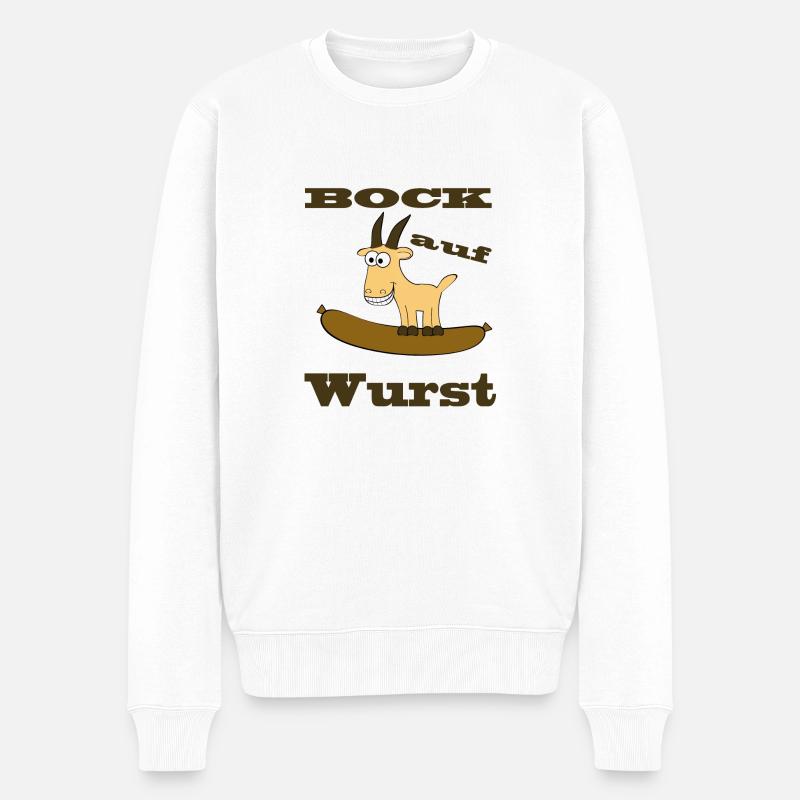 Comic Bock - Bock auf Wurst - Männer Premium Bio Pullover - Weiß