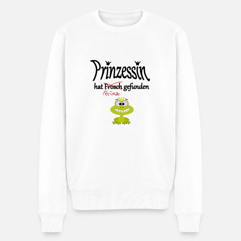 Prinzessin - Frosch - Männer Premium Bio Pullover - Weiß