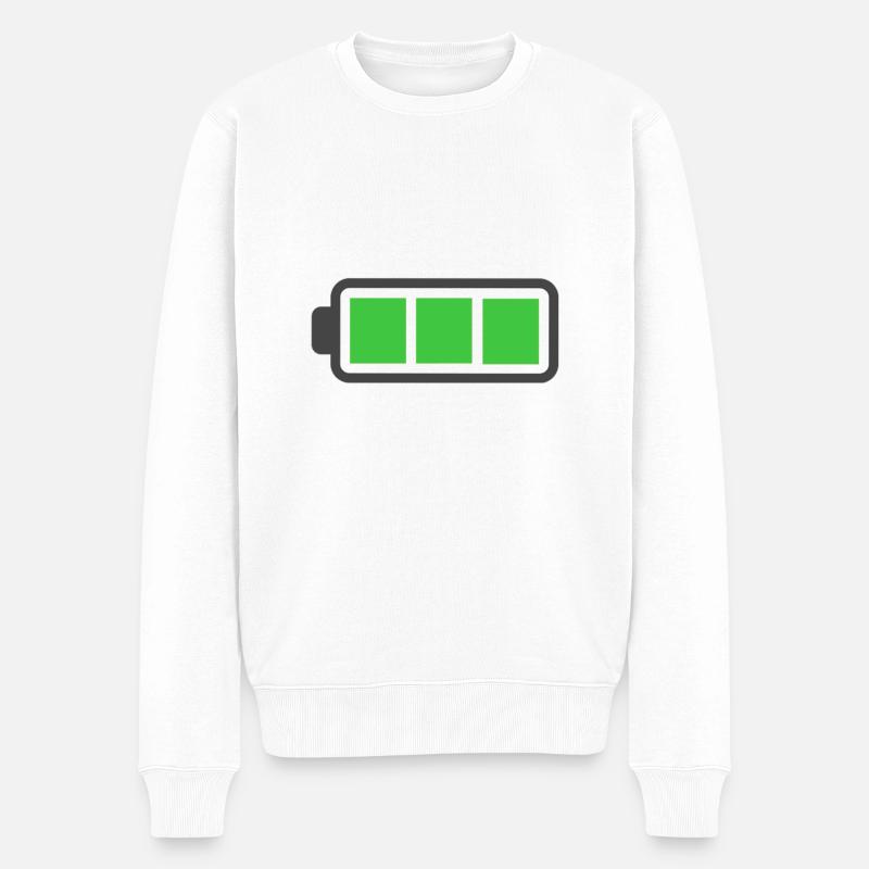Full Battery - Männer Premium Bio Pullover - Weiß