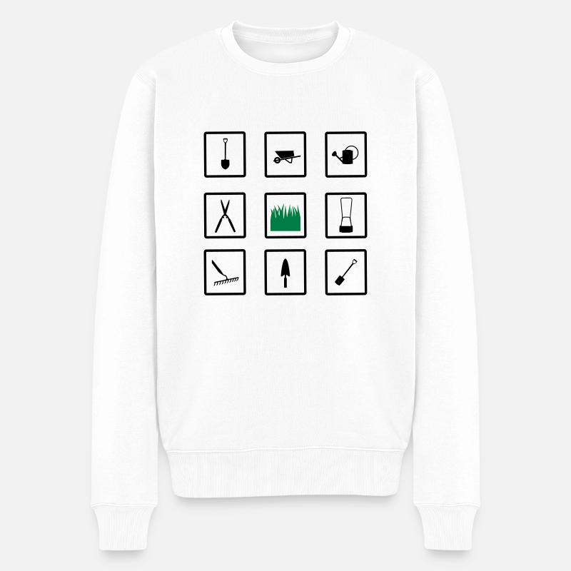 gardening icons - Männer Premium Bio Pullover - Weiß