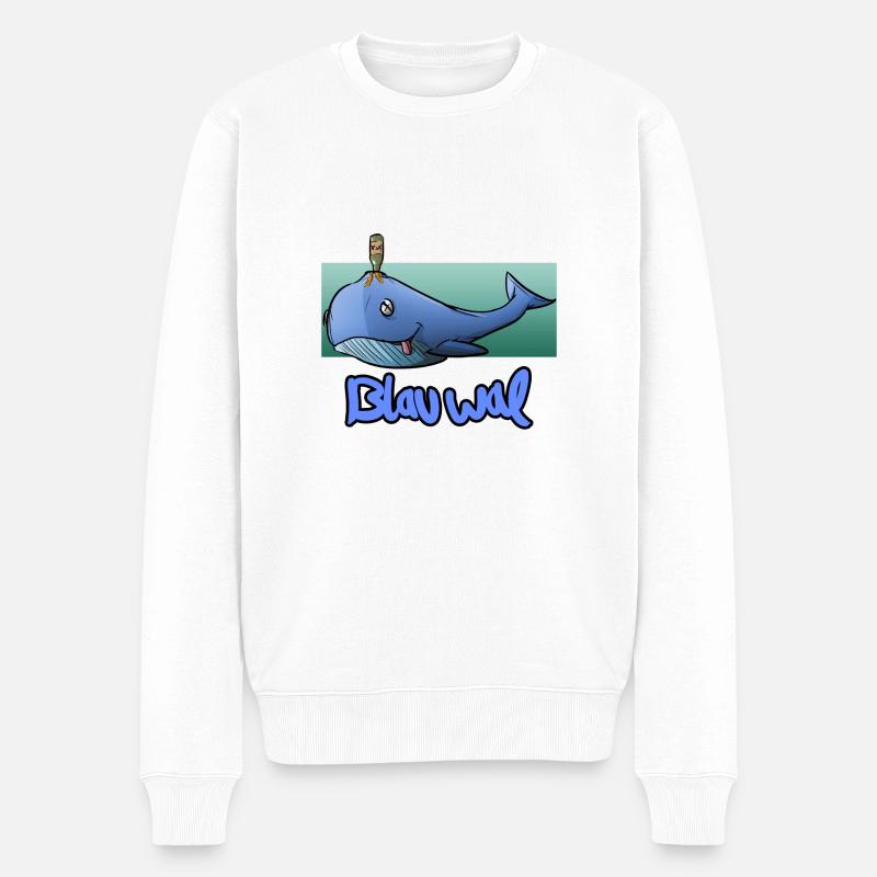 Blauwal - Männer Premium Bio Pullover - Weiß