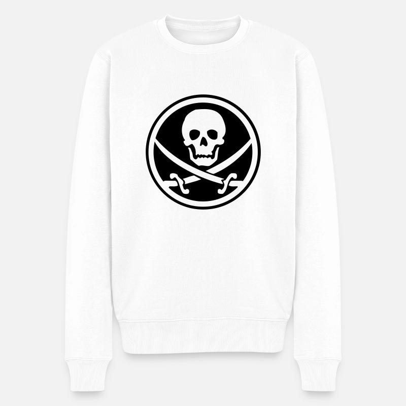 Pirate logo crâne sabres - Pull Premium bio Homme - blanc