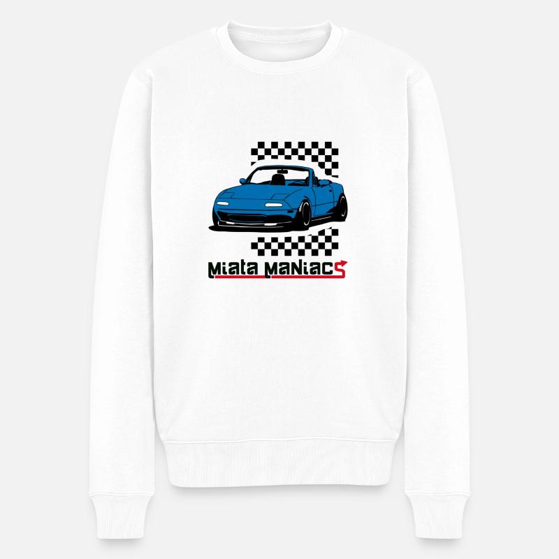 roadster_check_blue - Männer Premium Bio Pullover - Weiß