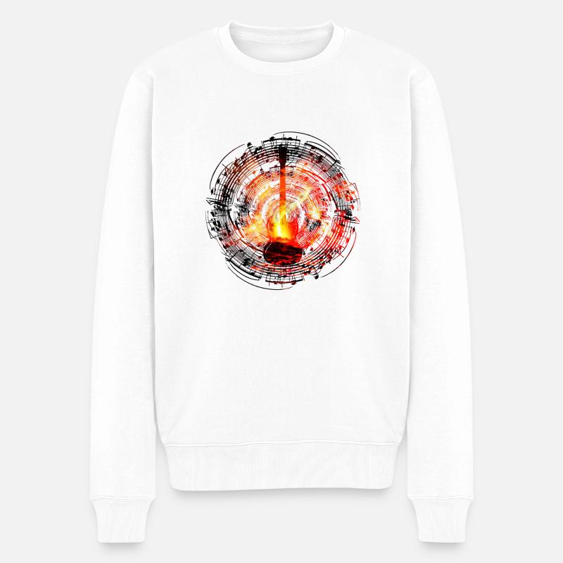 Gitar Circle Fire - Männer Premium Bio Pullover - Weiß