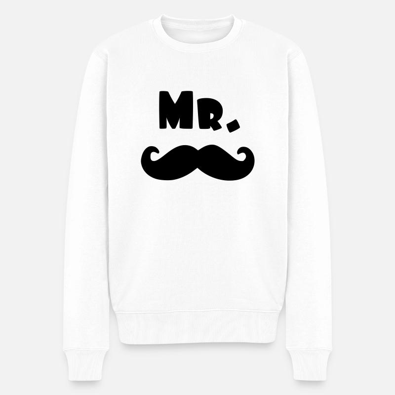 mr moustache - Pull Premium bio Homme - blanc