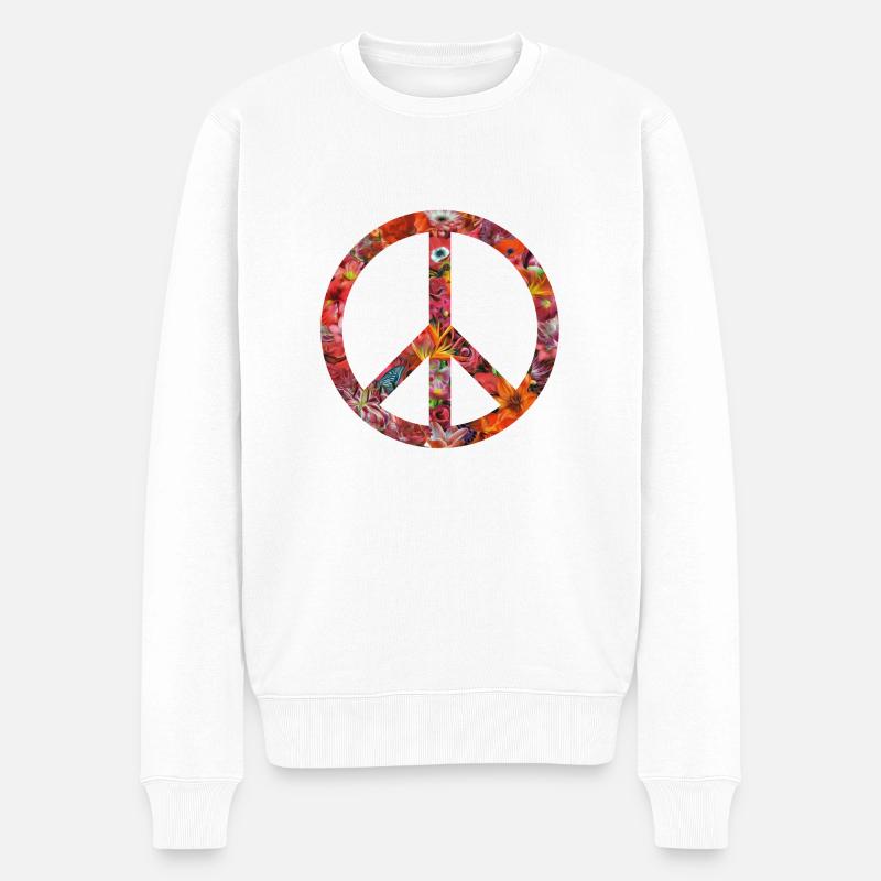 flower peace light - Pull Premium bio Homme - blanc