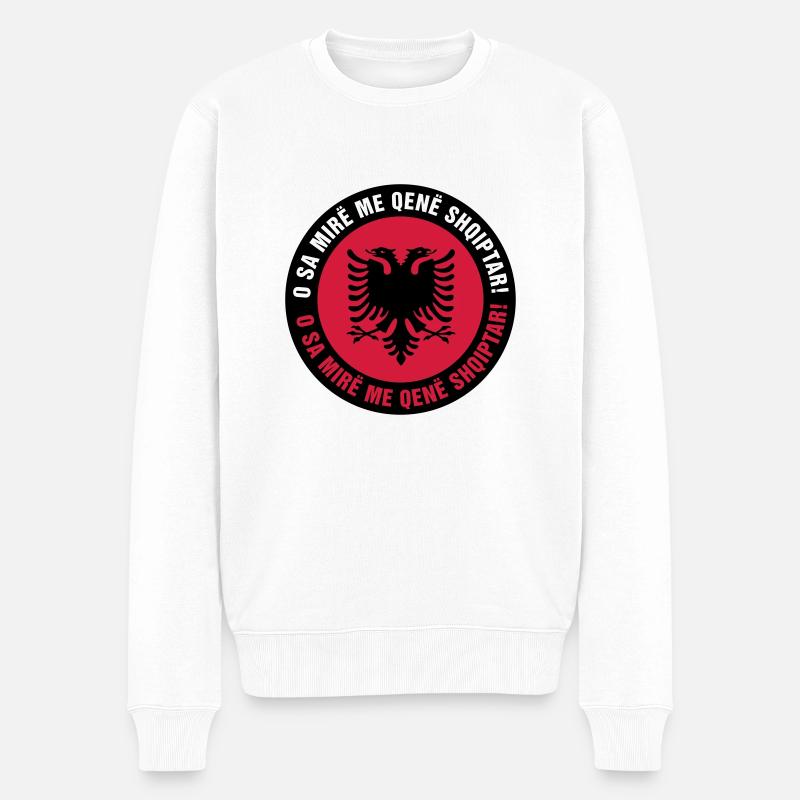 001 Albania - Männer Premium Bio Pullover - Weiß