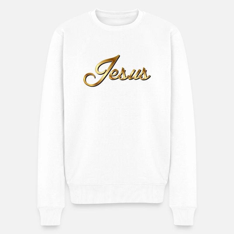 jesus groß - Männer Premium Bio Pullover - Weiß