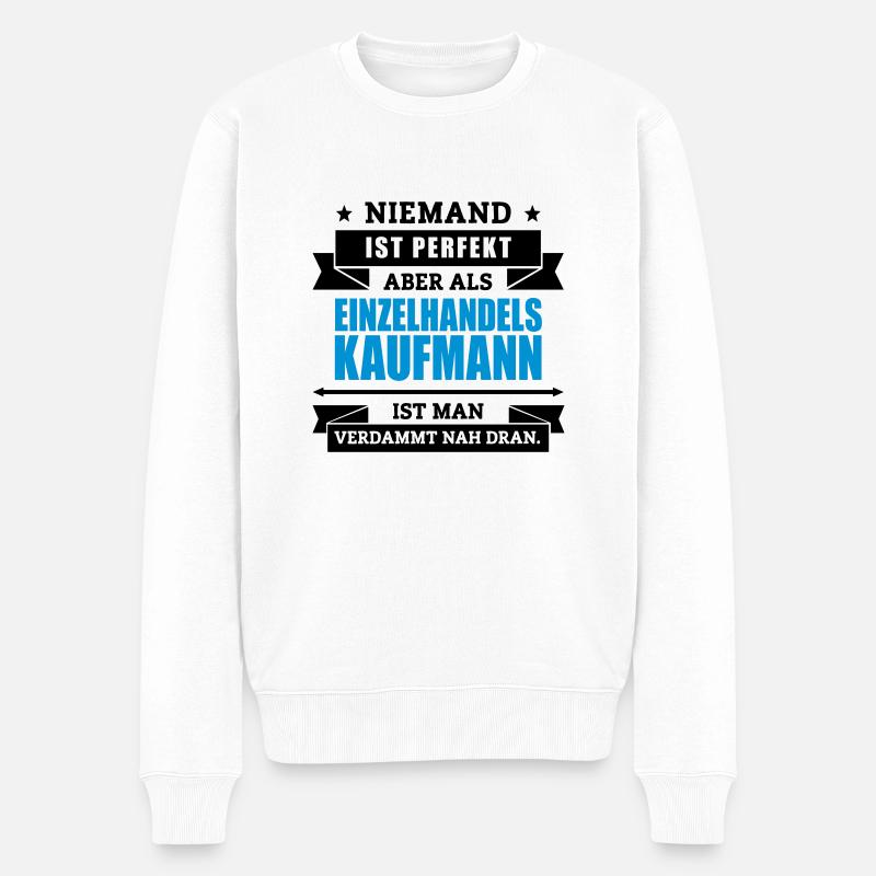 Fun Einzelhandelskaufmann - Männer Premium Bio Pullover - Weiß