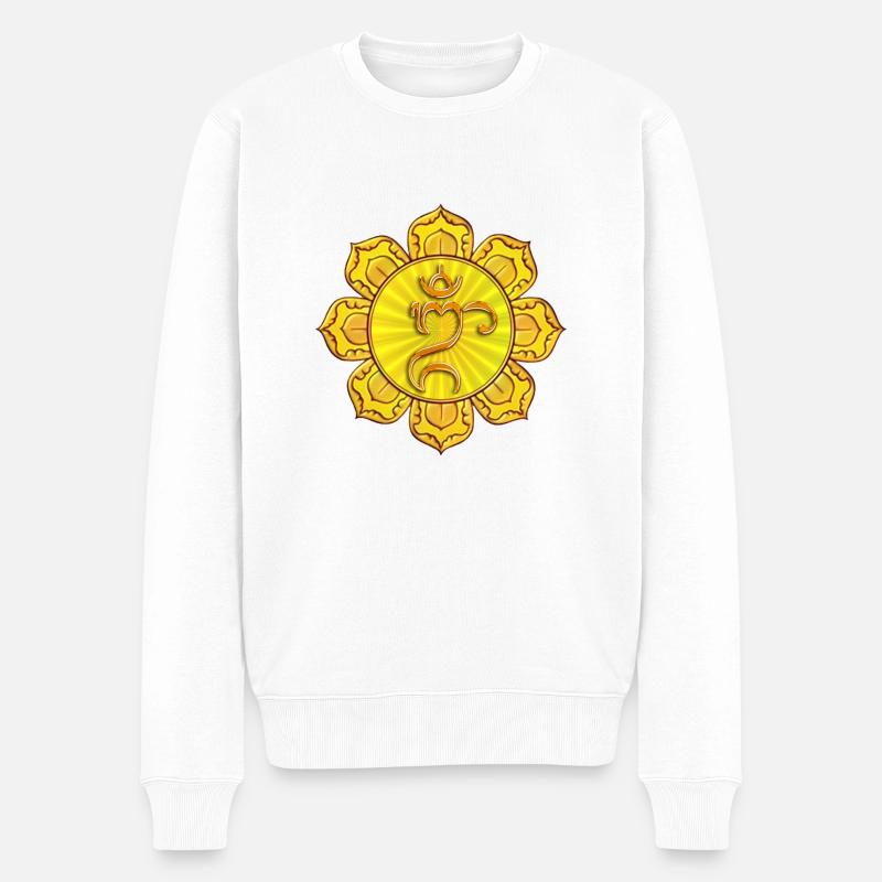 BALI OM Lotussymbol - Männer Premium Bio Pullover - Weiß
