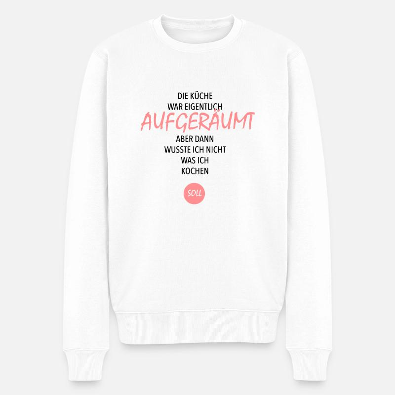 KÜCHE - Männer Premium Bio Pullover - Weiß