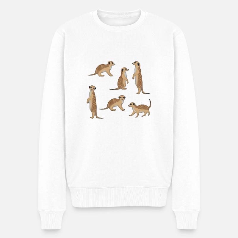 Erdmännchen Auswahl - Männer Premium Bio Pullover - Weiß