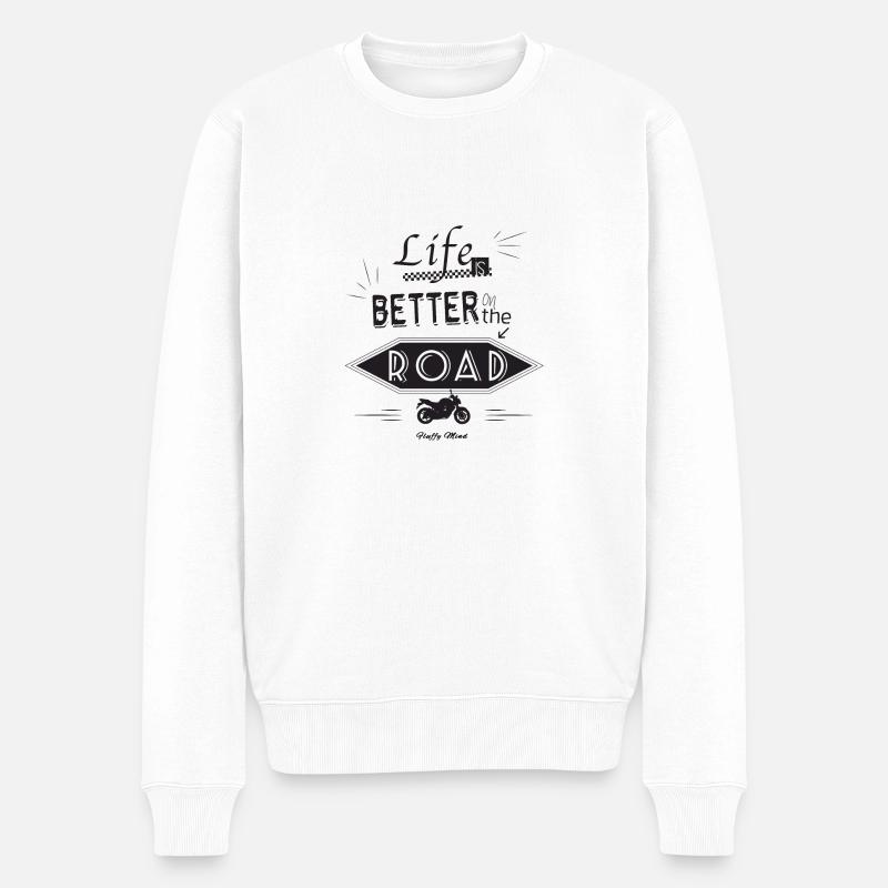 Moto - Life is better on the road - Pull Premium bio Homme - blanc