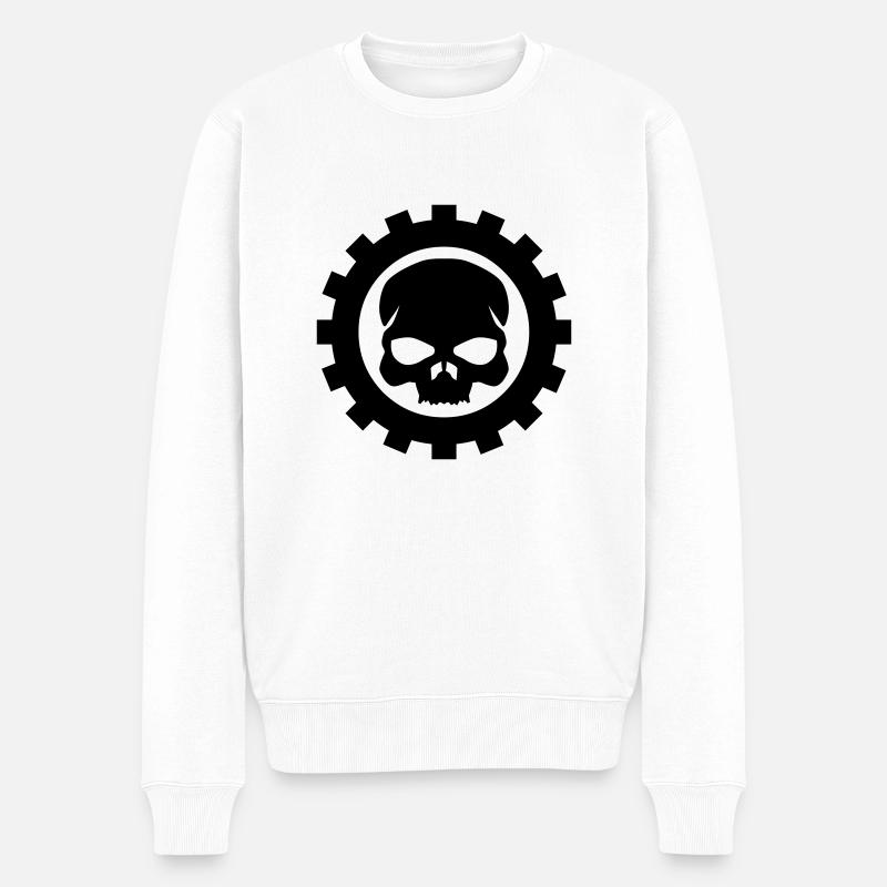 skull - Männer Premium Bio Pullover - Weiß