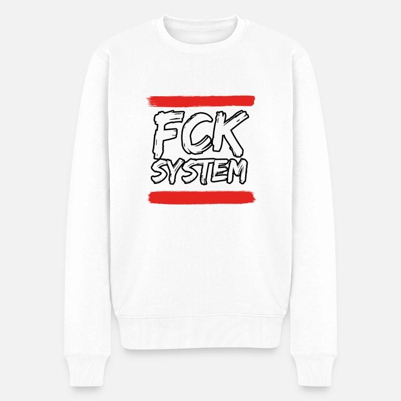 FCK SYSTEM - Männer Premium Bio Pullover - Weiß