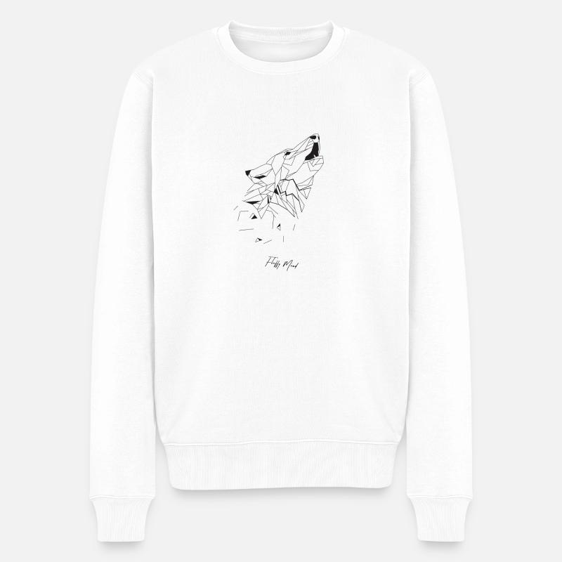 Loup Origami Design - Pull Premium bio Homme - blanc