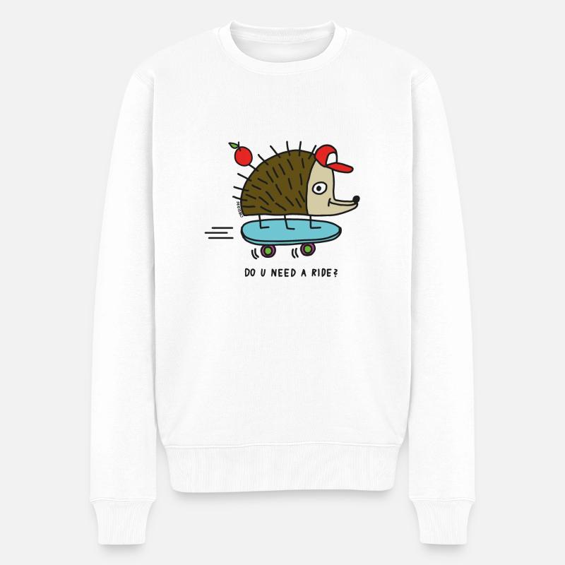 Skater Igel by Cheslo - Männer Premium Bio Pullover - Weiß