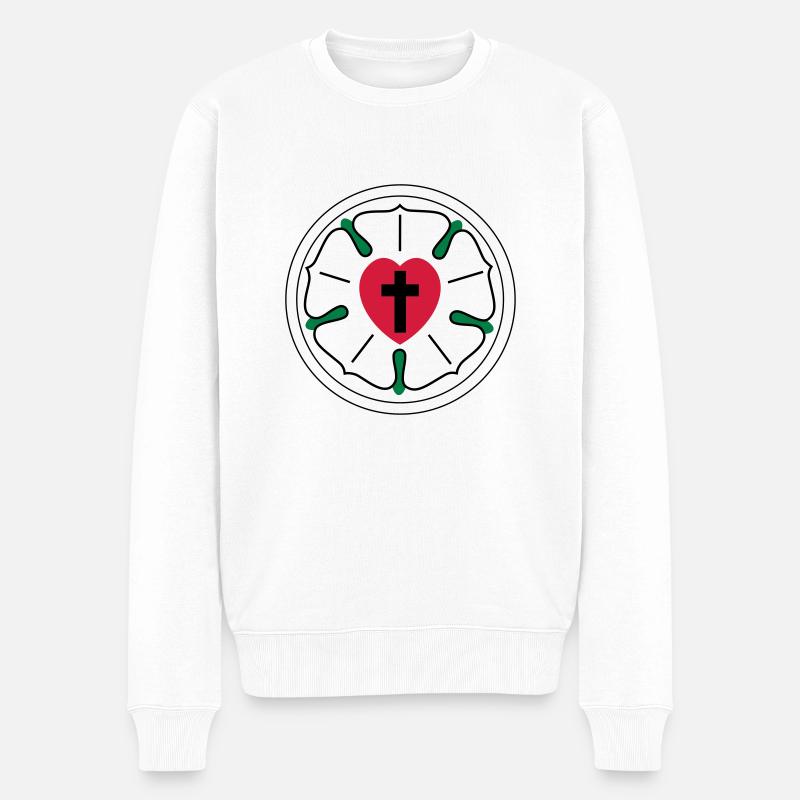 Jesus - Männer Premium Bio Pullover - Weiß