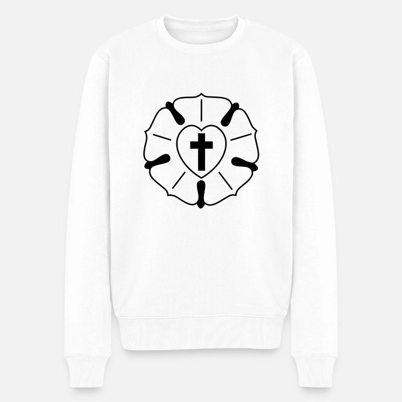 Luther - Rose - Männer Premium Bio Pullover - Weiß