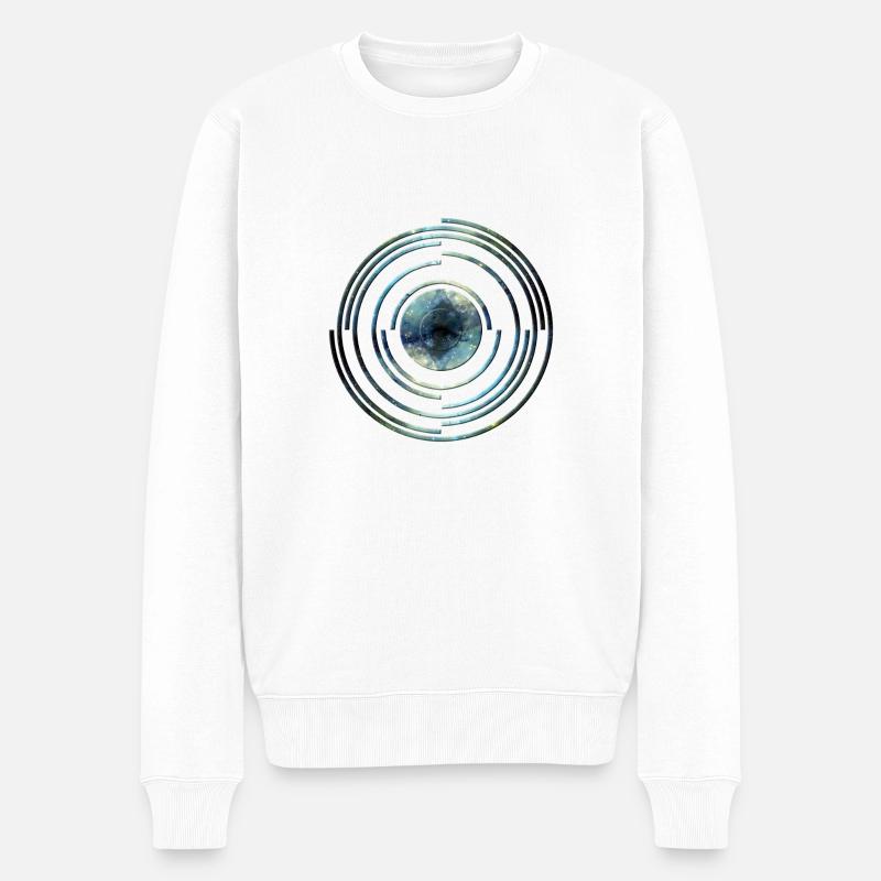 Espace Cercle formes rondes bleu - Pull Premium bio Homme - blanc