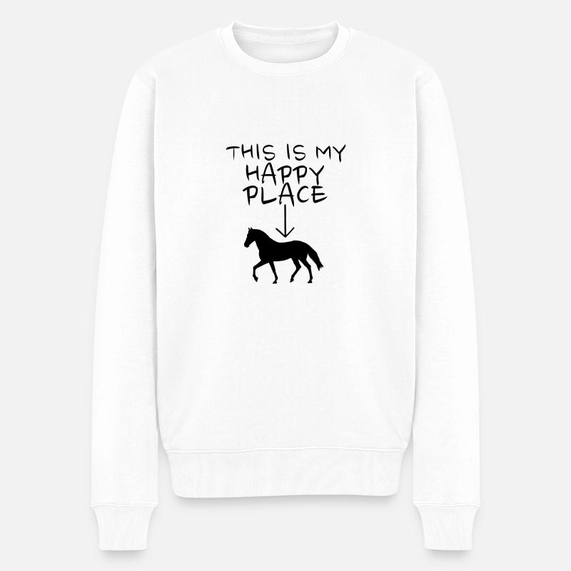 Happy Place Horse - Männer Premium Bio Pullover - Weiß