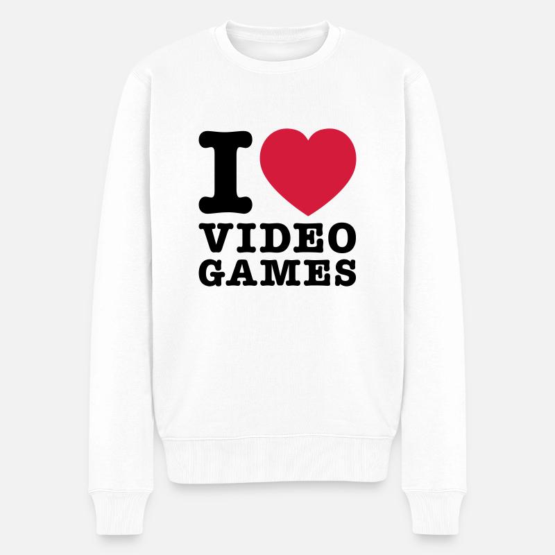 J'aime Jeux Vidéo 2 - Pull Premium bio Homme - blanc