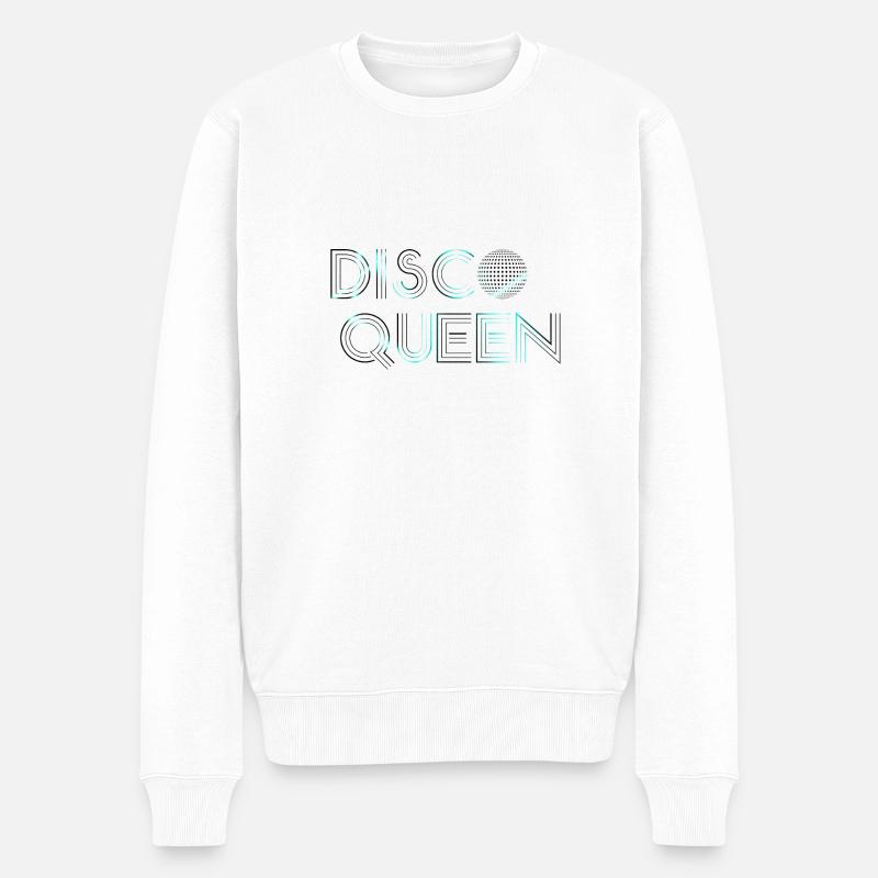 Disco Queen Neon Blue - Männer Premium Bio Pullover - Weiß