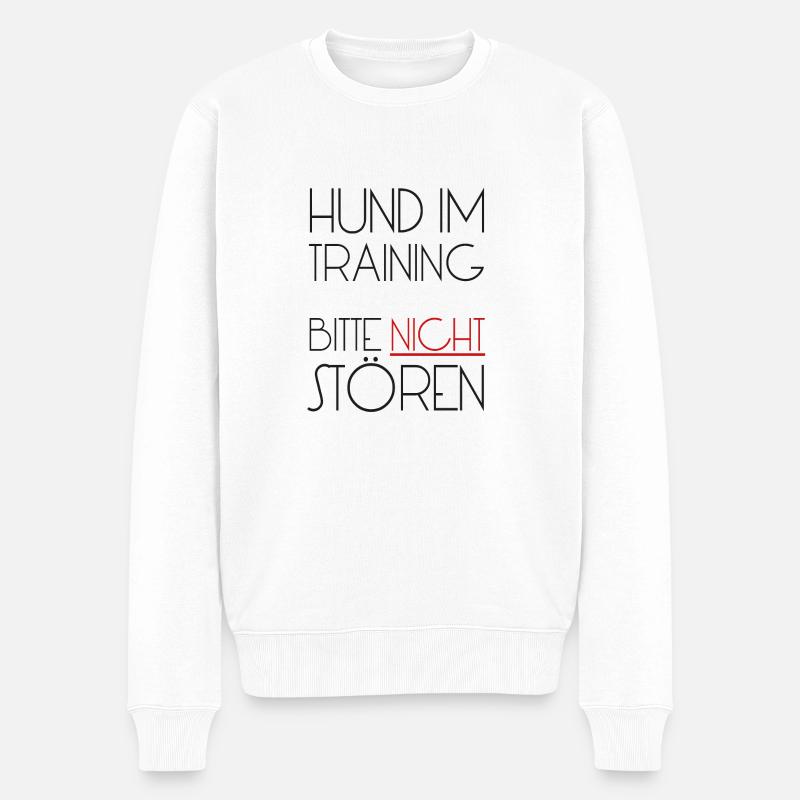 Training Hund - Männer Premium Bio Pullover - Weiß