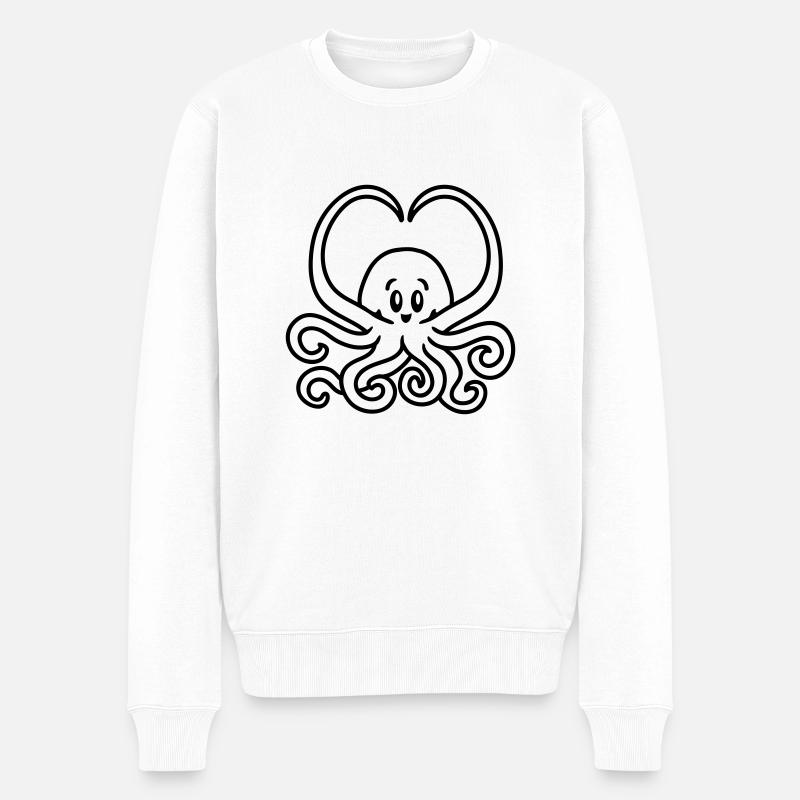 Coeur Squid - ligne - Pull Premium bio Homme - blanc