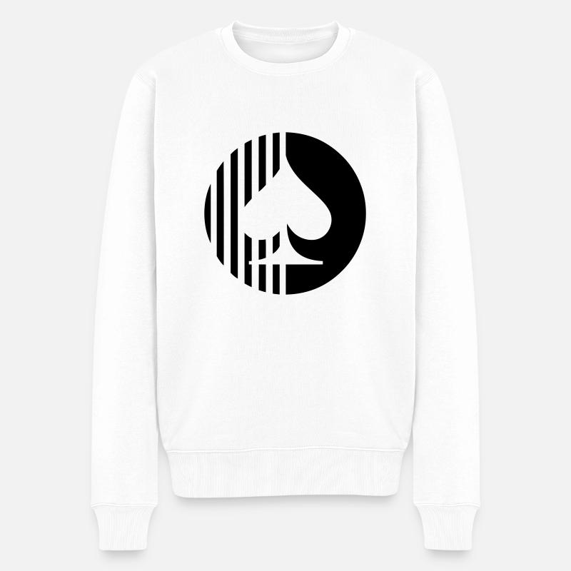 Poker Symbol (Pik, Kreis) - Männer Premium Bio Pullover - Weiß