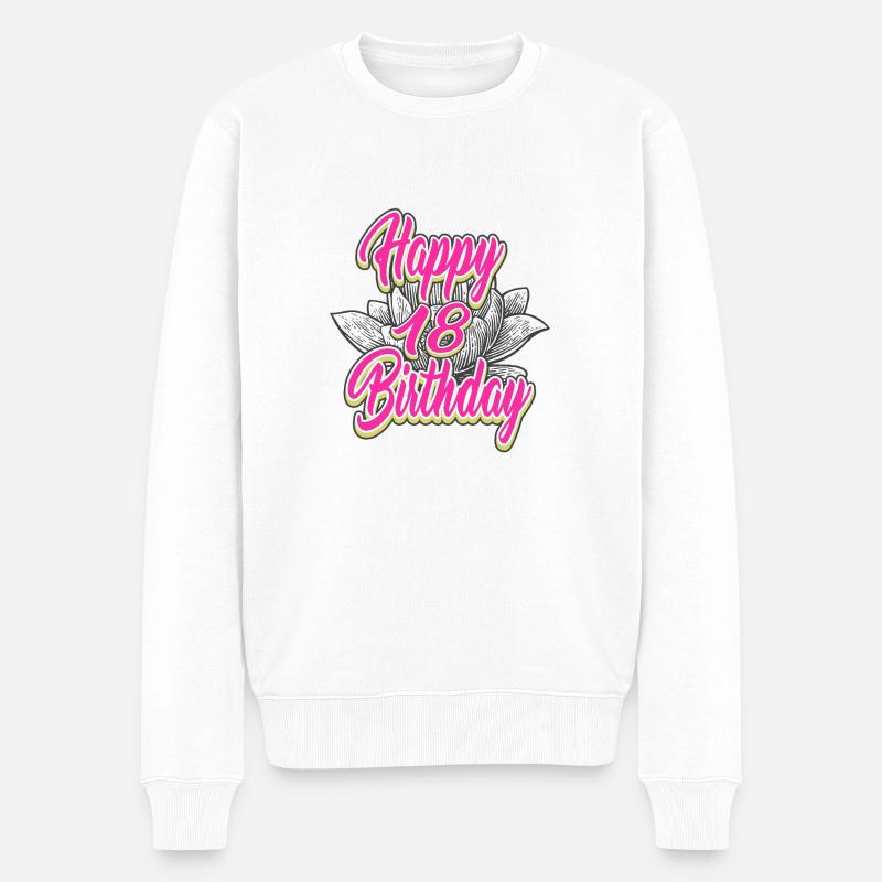 18 Geburtstag - Herzlichen Glückwünsch Geschenk - Männer Premium Bio Pullover - Weiß