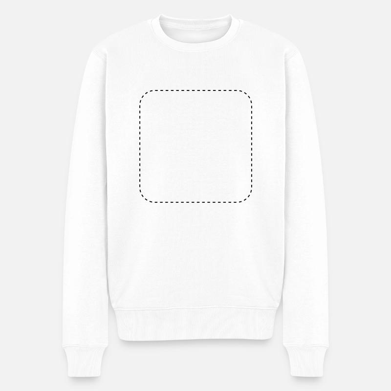 Quadrat gestricheltt rund - Männer Premium Bio Pullover - Weiß
