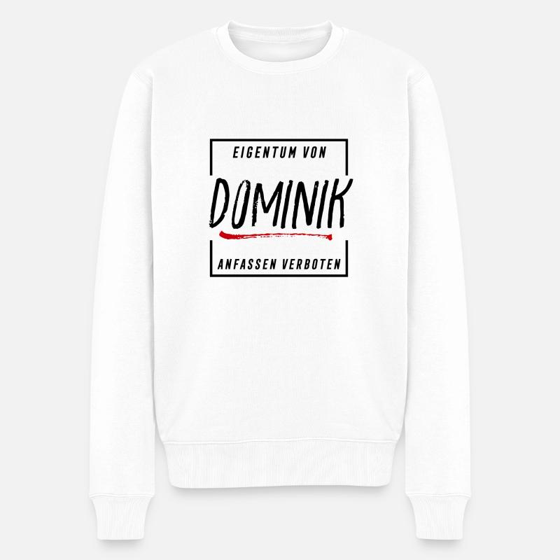 Eigentum von Dominik - Männer Premium Bio Pullover - Weiß